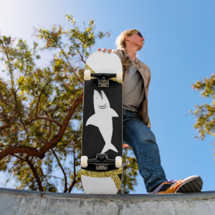 Parties scintillant d'or Skateboard requin blanc