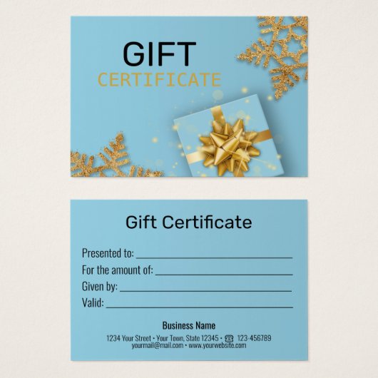 Parties scintillant d'or Snowflakes boîte cadeau C (Devant & derrière)