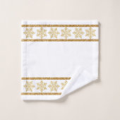 Parties scintillant d'or Snowflakes sur blanc (Gant de toilette)