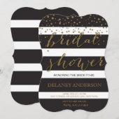 Parties scintillant d'or Stridal Shower Invitation (Devant / Derrière)