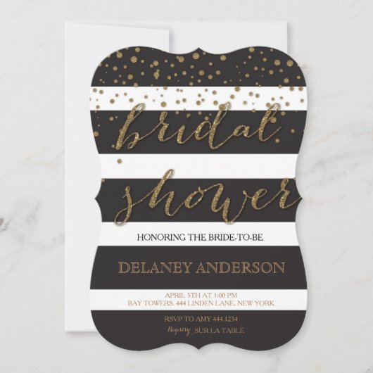 Parties scintillant d'or Stridal Shower Invitation (Devant)