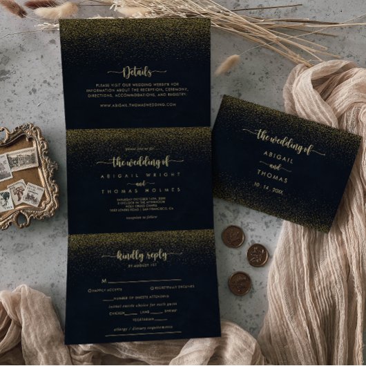 Parties scintillant d'or triple lettre Plier Le Ma