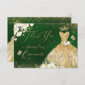 Parties scintillant d'or vert Merci Quinceanera  (Devant / Derrière)