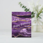 Parties scintillant d'or violet Carte d'anniversai (Debout devant)