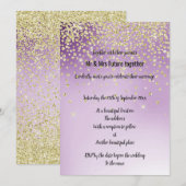 Parties scintillant d'or violet Invitations de mar (Devant / Derrière)