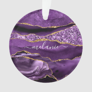 Parties scintillant d'or violet Marbre Votre nom O