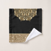 Parties scintillant élégante Mandala Black, Gold S (Gant de toilette)