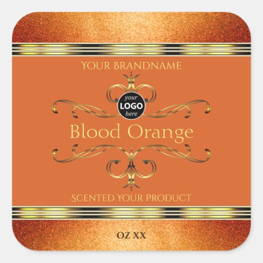 Parties scintillant élégante Orange Gold Étiquette (Devant)