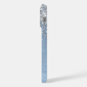 Parties scintillant en argent brossé bleu Nom du m (Côté gauche)