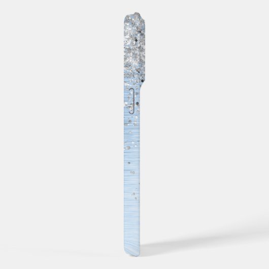 Parties scintillant en argent brossé bleu Nom du m (Côté droit)