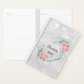 Parties scintillant en argent fleurons rose monogr (Devant avec enveloppe)