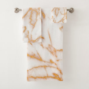 Parties scintillant en faux or en marbre blanc mod