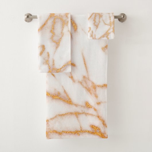 Parties scintillant en faux or en marbre blanc mod (En situation)