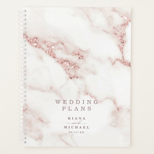 Parties scintillant en marbre moderne Mariage Rose (Devant)