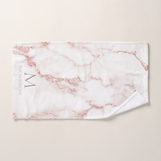 Parties scintillant en marbre moderne Monogramme R (Serviette à main)