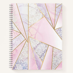 parties scintillant en marbre rose comme Carnet en