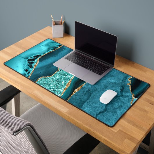 Parties scintillant en marbre turquoise bleu turqu (Bureau 2)