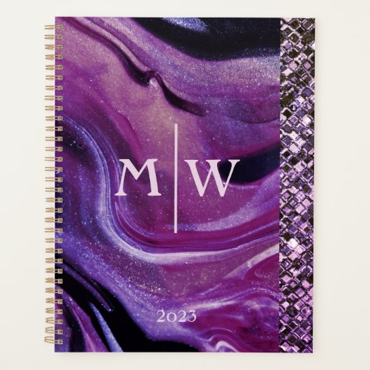 Parties scintillant en marbre violet monogramme él (Devant)