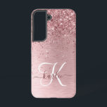 Parties scintillant en métal brossé rose pâle Nom<br><div class="desc">Personnalisez facilement ce design branché de boîtier de téléphone chic avec une jolie parties scintillant brillante rose vif sur un arrière - plan métallique brossé rose vif.</div>