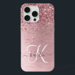 Parties scintillant en métal brossé rose pâle Nom<br><div class="desc">Personnalisez facilement ce design branché de boîtier de téléphone chic avec une jolie parties scintillant brillante rose vif sur un arrière - plan métallique brossé rose vif.</div>