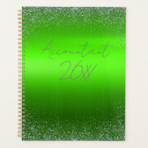 Parties scintillant en métal brossé vert Monogramm