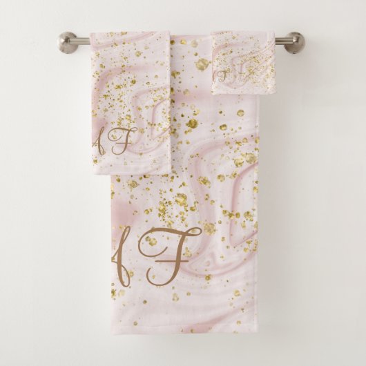 Parties scintillant en or Monogramme Marbre blanc  (En situation)