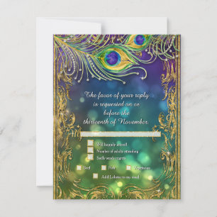 Parties scintillant en or Peacock Mariage menu RSV