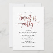 parties scintillant en or rose douce 16 invitation (Devant)