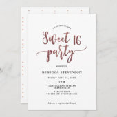 parties scintillant en or rose douce 16 invitation (Devant / Derrière)
