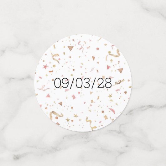 Parties scintillant en or rose et Rose Confetti (Petit recto)