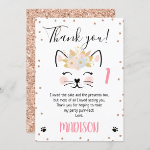 parties scintillant en or rose kitten me carte de