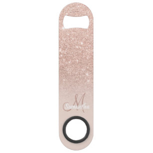 Parties scintillant en or rose monogramme moderne 