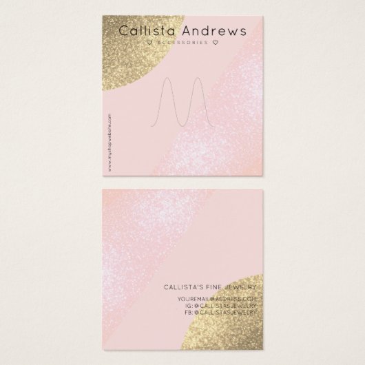 Parties scintillant en or rose pâle Écran Geo Hear (Devant & derrière)