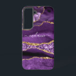 Parties scintillant en or violet Marbre Votre nom<br><div class="desc">Samsung Galaxy Coques ou coques iphone avec Agate Violet violet Parties scintillant or Géode Nom personnalisé Marbre étincelant Anniversaire - Anniversaire ou Mariage Cadeau / Fournisseur - Ajouter votre nom - Texte ou supprimer - Faire votre cadeau spécial - Redimensionner et déplacer ou supprimer et ajouter du texte / des...</div>
