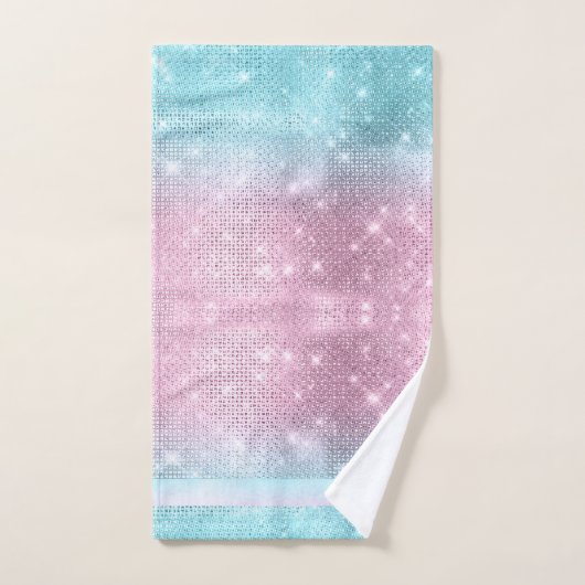 Parties scintillant et Motif brillant rose/Turquoi (Serviette à main)