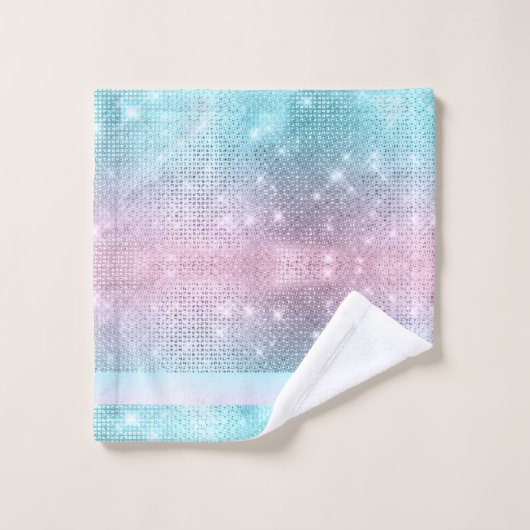 Parties scintillant et Motif brillant rose/Turquoi (Gant de toilette)