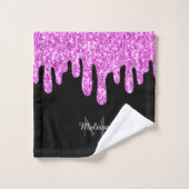 Parties scintillant étincelante rose noir Monogram (Gant de toilette)
