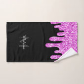 Parties scintillant étincelante rose noir Monogram (Serviette à main)