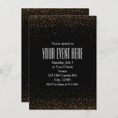 Parties scintillant fine noire et or Invitations d (Devant / Derrière)