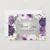 Parties scintillant florale blanc pourpre Merci d' (Devant)