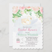 Parties scintillant florale de cygne Invitation à  (Devant)