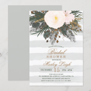Parties scintillant Florale d'hiver Invitation de 