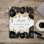 Parties scintillant florale en or noir blanc 2023<br><div class="desc">Un arrière - plan blanc avec de la poussière de parties scintillant en faux or et des fleurs noires avec du feuillage doré. Le nom est écrit avec un script de style moderne écrit à la main. Personnalisez et ajoutez votre nom,  titre et année.</div>