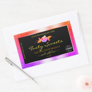 Parties scintillant florale noir produit Étiquette