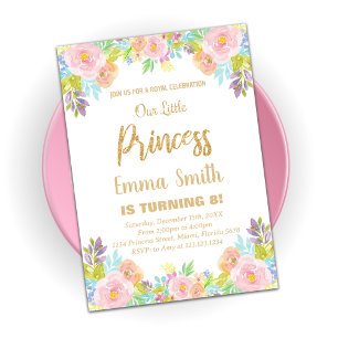 Parties scintillant Florale Princesse Invitation A