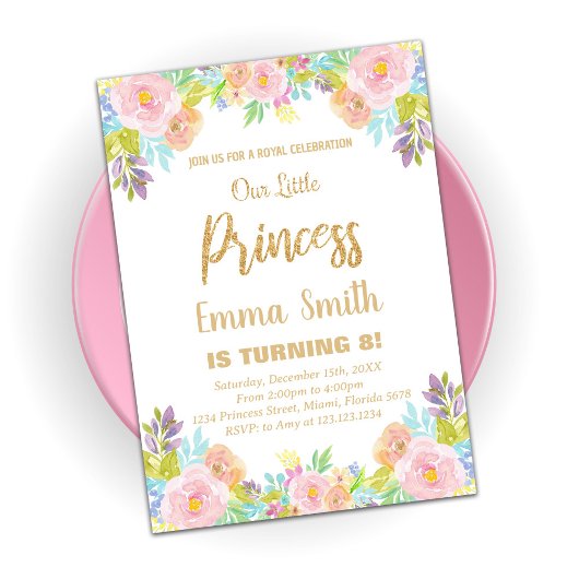 Parties scintillant Florale Princesse Invitation A
