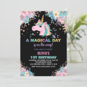 Parties scintillant Florale Unicorn Invitations An (Debout devant)