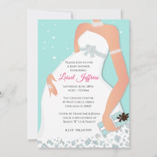 Parties scintillant Glam moderne Invitation Baby s (Devant)