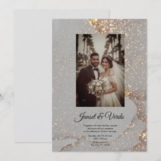 Parties scintillant Gold Bride et Groom Faire-part