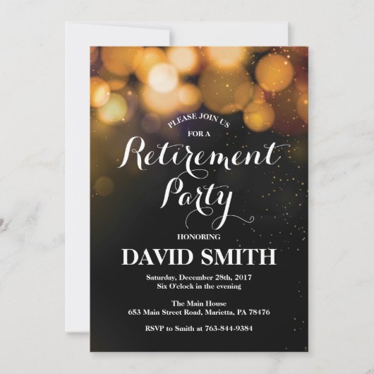 Parties scintillant Gold de la carte d'invitation  (Devant)